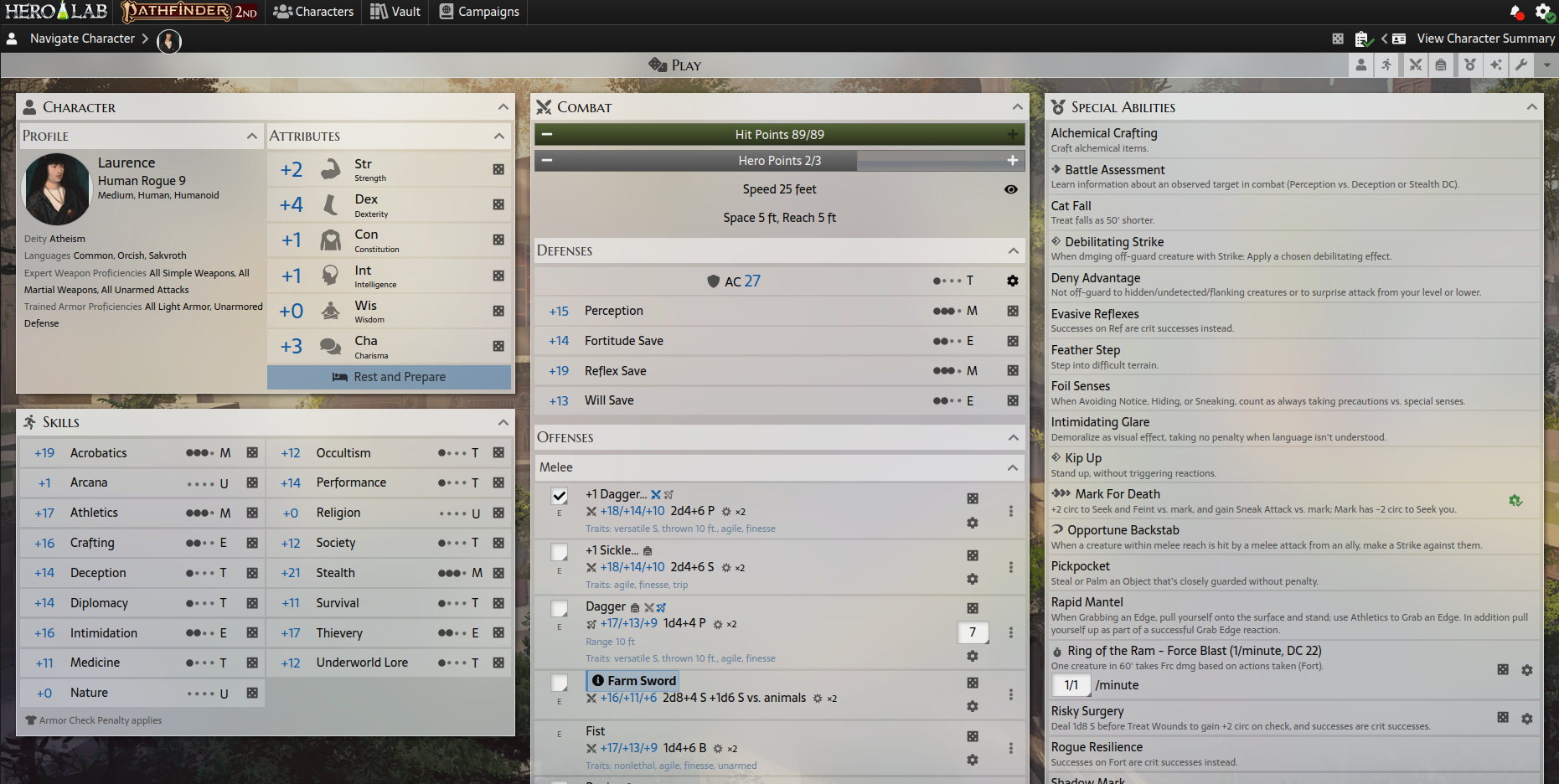 Pathfinder interface Laurence