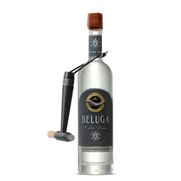 Beluga noble Russian vodka black cork hammer